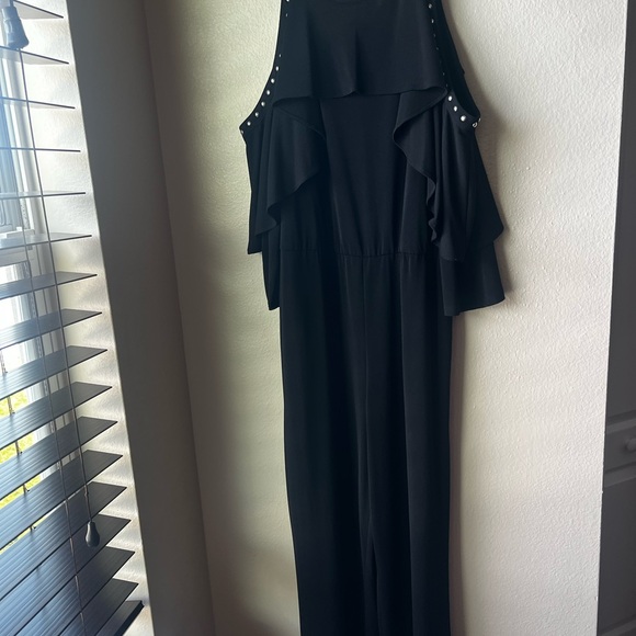 Thalia Sodi Silver Rivet Black Jumpsuit - Picture 1 of 10